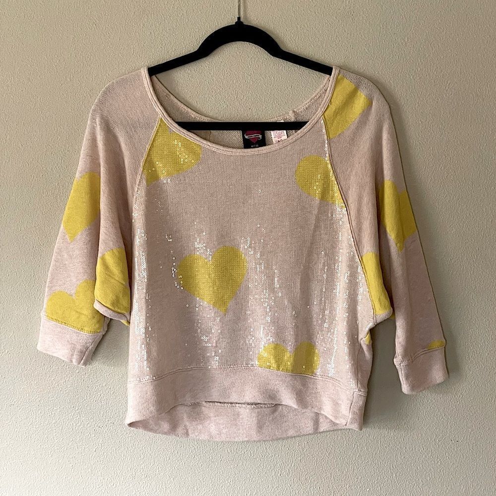 Like New! Women’s Hard Candy, Cream & Yellow, 3/4-Sleeve, Lightweight Top. Med.
